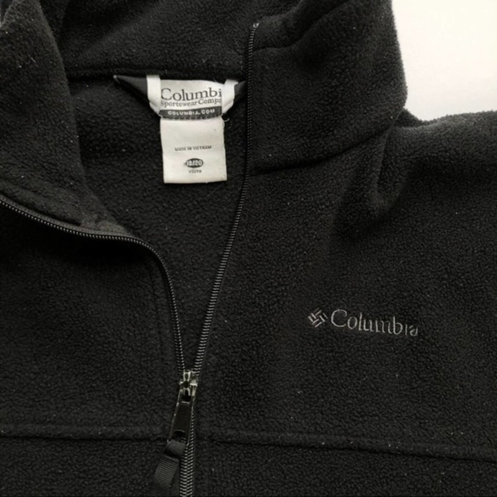 kids Columbia youth black zip up long sleeve fleece winter jacket - Picture 3 of 6